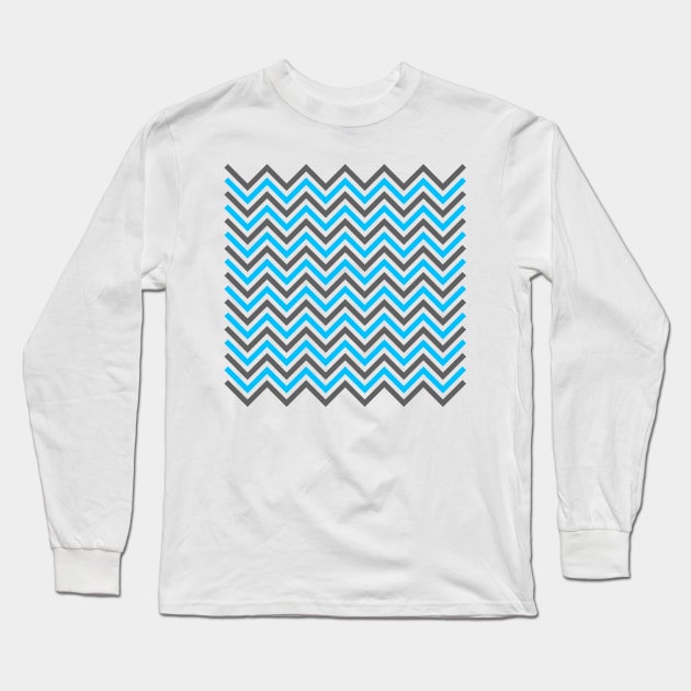 Zigzag Lines - Grey Blue Sky Long Sleeve T-Shirt by SanTees